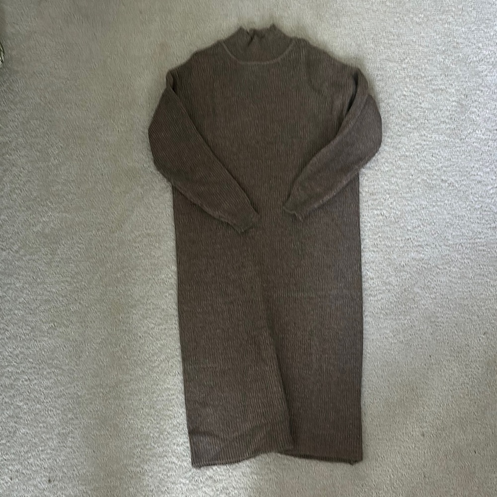 Cozy Brown Knit Sweater Dress